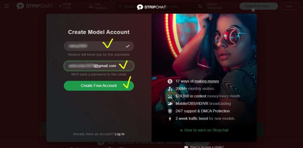 Stripchat регистрация стать моделью: одиночный аккаунт